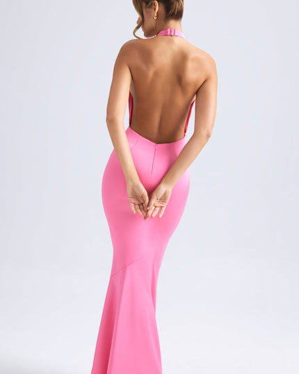 Hot Pink Halterneck Fishtail Gown