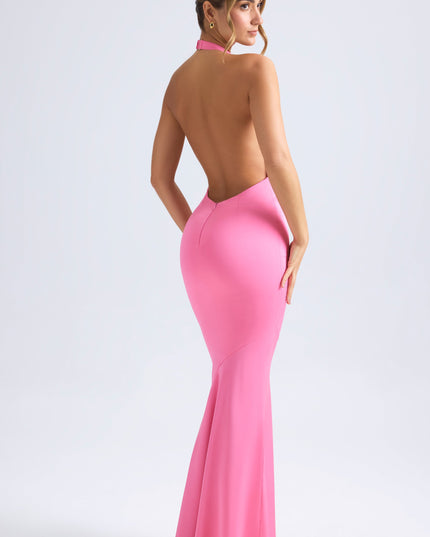 Hot Pink Halterneck Fishtail Gown
