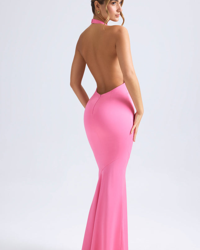 Hot Pink Halterneck Fishtail Gown
