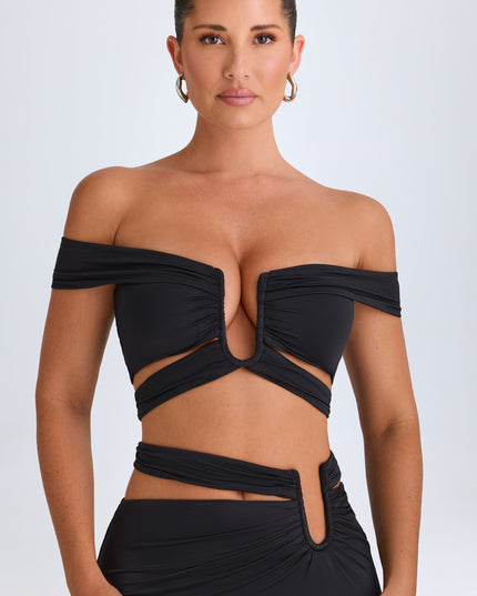Black Cut-Out Off-Shoulder Crop Top