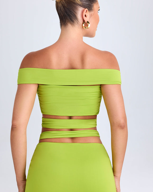 Lime Green Cut-Out Off-Shoulder Crop Top