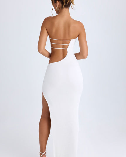 White Cut-Out Bandeau Maxi Dress
