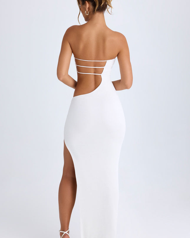 White Cut-Out Bandeau Maxi Dress