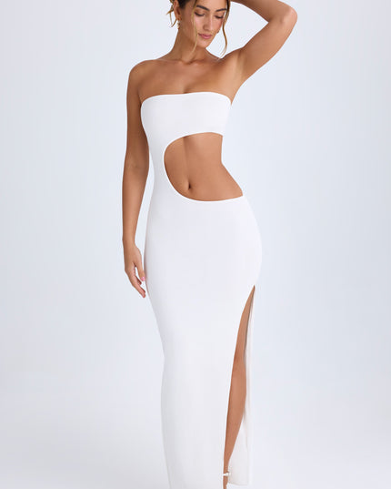White Cut-Out Bandeau Maxi Dress
