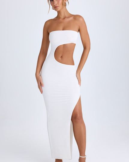 White Cut-Out Bandeau Maxi Dress