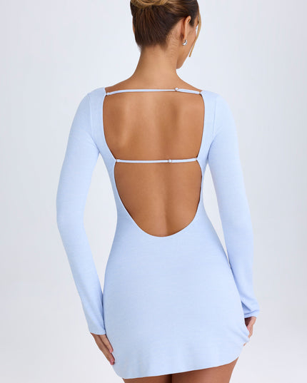 Periwinkle Blue Cut-Out Long-Sleeve Mini Dress