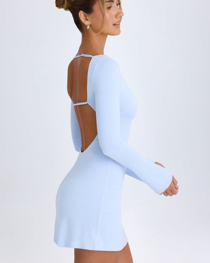 Periwinkle Blue Cut-Out Long-Sleeve Mini Dress