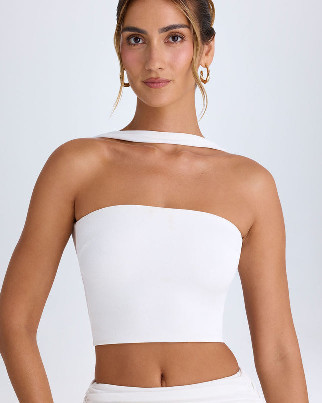White Choker-Detail Bandeau Top