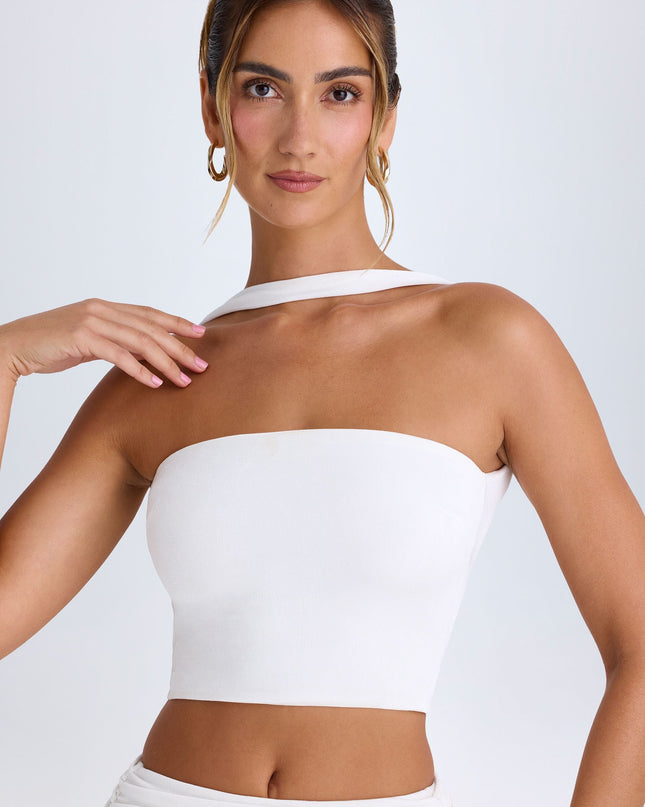White Choker-Detail Bandeau Top