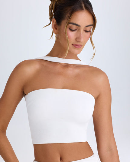 White Choker-Detail Bandeau Top