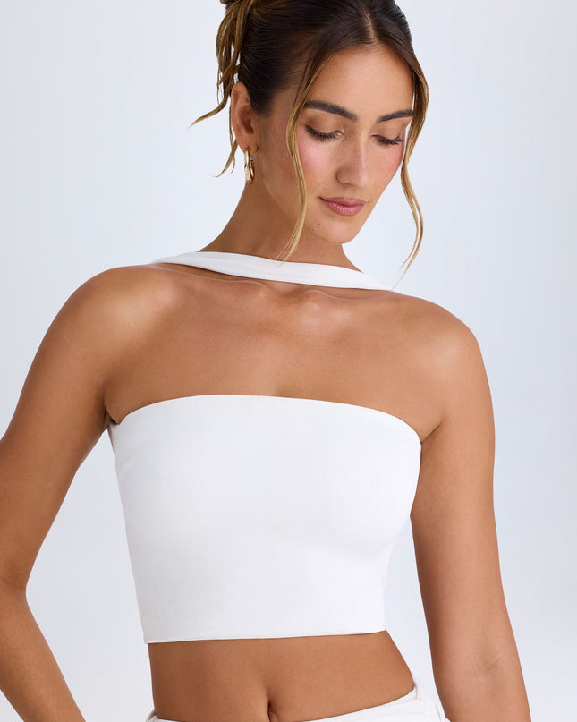 White Choker-Detail Bandeau Top