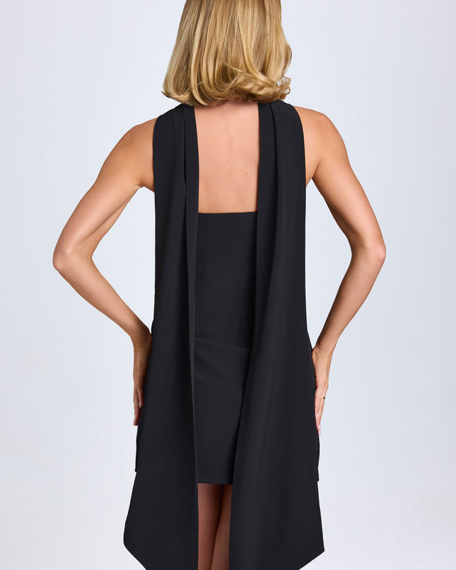 Black Scarf-Detail A-Line Mini Dress