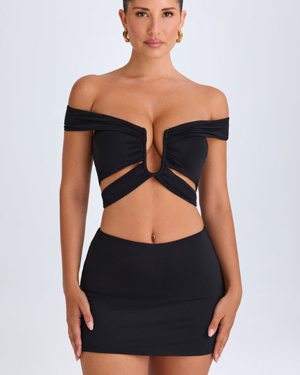 Black Mid-Rise Micro Mini Skirt