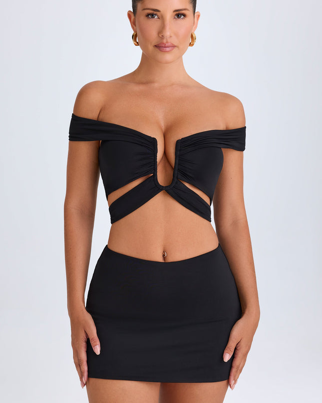 Black Mid-Rise Micro Mini Skirt