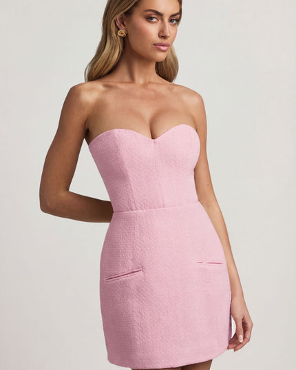 Soft Pink Sweetheart-Neck Strapless Structured Mini Dress