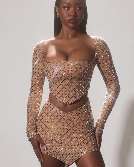 Honey Embellished Asymmetric Crop Top