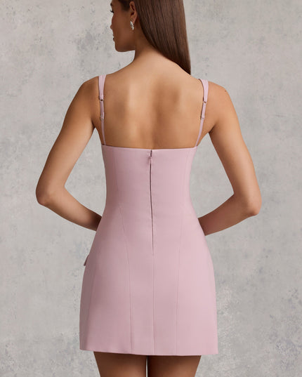 Mauve Cut-Out Structured A-Line Mini Dress