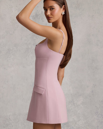 Mauve Cut-Out Structured A-Line Mini Dress