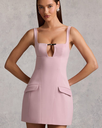 Mauve Cut-Out Structured A-Line Mini Dress