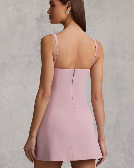 Mauve Cut-Out Structured A-Line Mini Dress