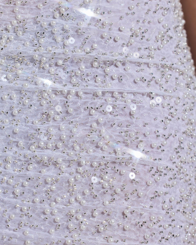 White Embellished Cut-Out Halterneck Mini Dress