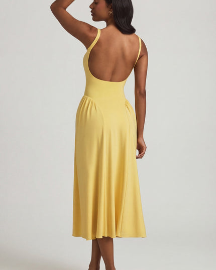 Pastel Yellow Modal A-Line Midaxi Dress