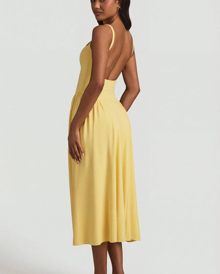 Pastel Yellow Modal A-Line Midaxi Dress