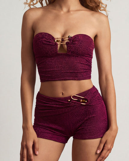 Berry Purple Mid-Rise Shorts