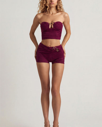 Berry Purple Mid-Rise Shorts