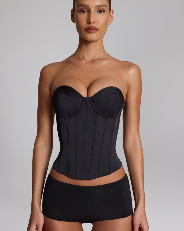 Black Slinky Jersey Low-Rise Hot Pants