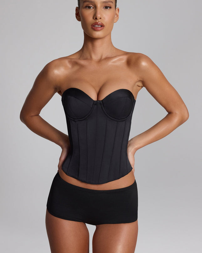 Black Slinky Jersey Low-Rise Hot Pants