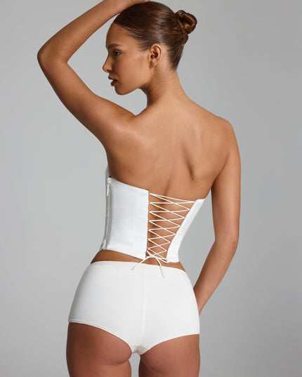 White Slinky Jersey Low-Rise Hotpants