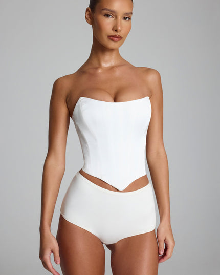 White Slinky Jersey Low-Rise Hotpants