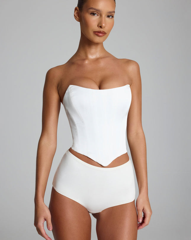 White Slinky Jersey Low-Rise Hotpants