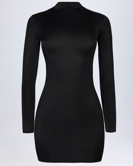 Black Slinky Jersey Backless Mini Dress