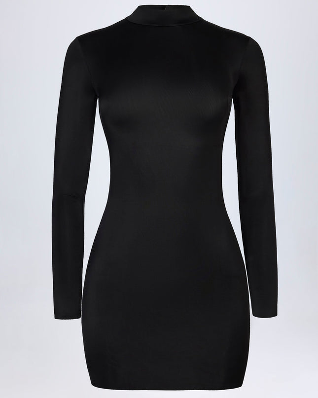 Black Slinky Jersey Backless Mini Dress