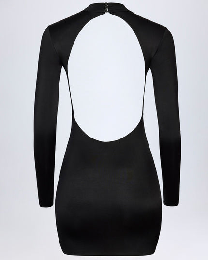 Black Slinky Jersey Backless Mini Dress