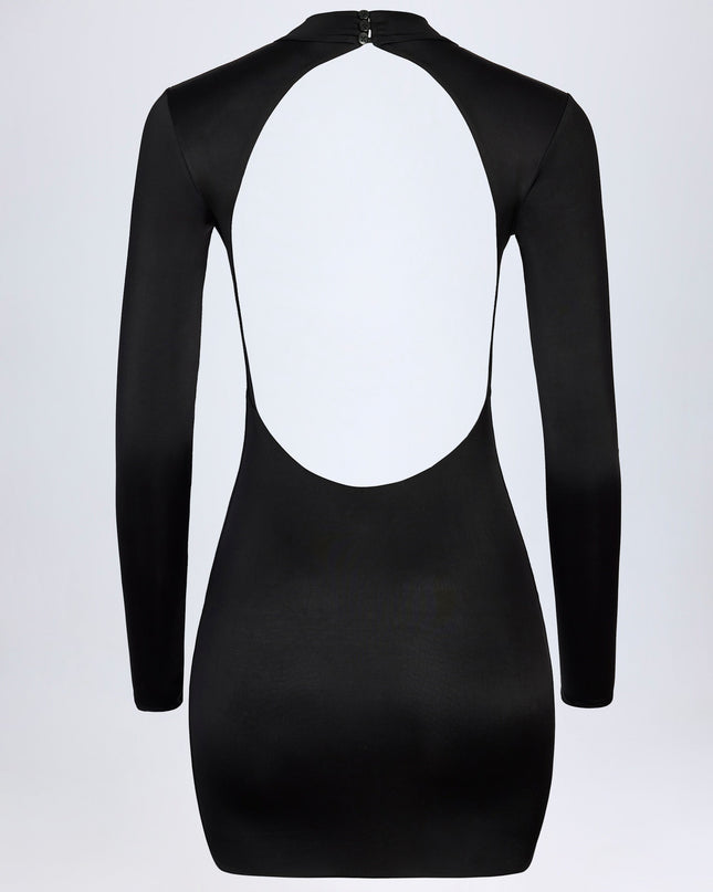 Black Slinky Jersey Backless Mini Dress
