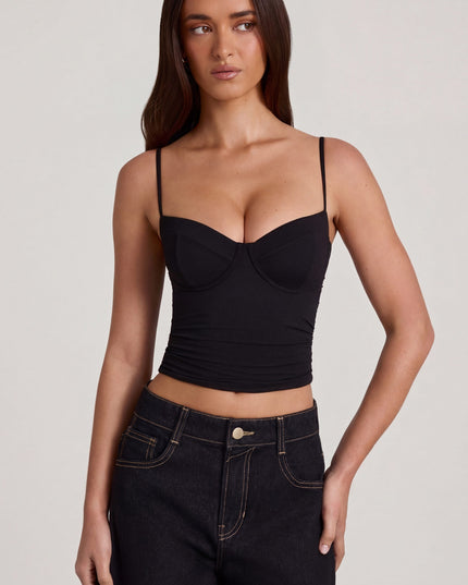 Black Modal Underwired Camisole Ruched Top