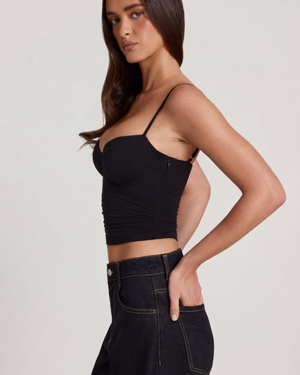 Black Modal Underwired Camisole Ruched Top