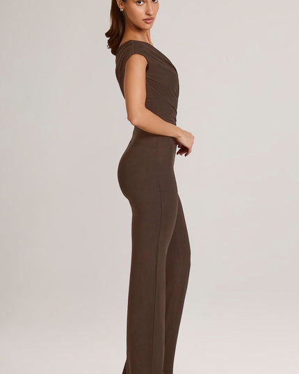 Chocolate Brown Modal One-Shoulder Jumpsuit