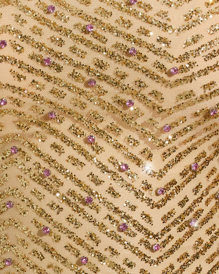 Gold Embellished Asymmetric Scarf-Detail Top