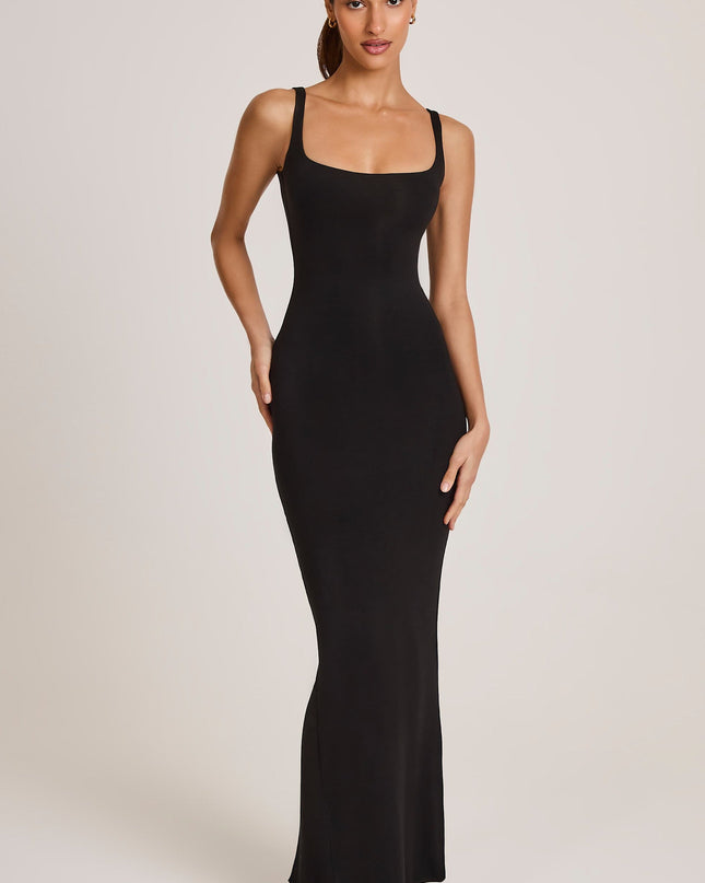 Black Modal Square Neck Maxi Dress