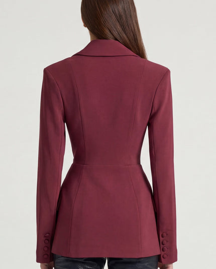 Burgundy Structured Double-Breasted Blazer