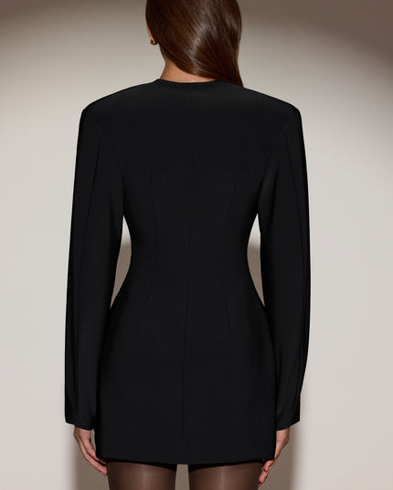 Black Single-Breasted Blazer Mini Dress