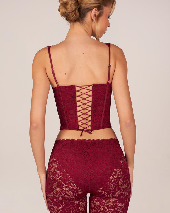 Cherry Red Lace-Up Corset Top