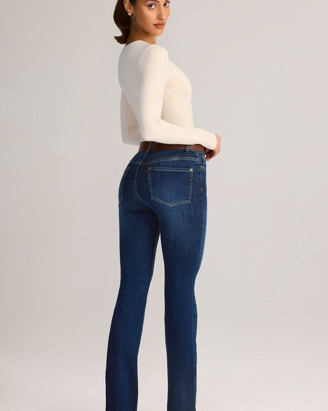 Indigo Denim Mid-Rise Flared Jeans