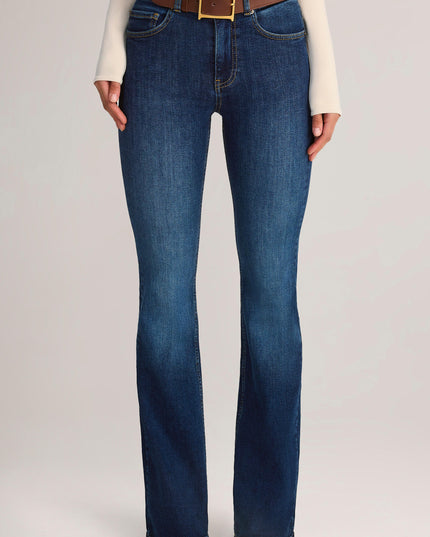 Indigo Denim Mid-Rise Flared Jeans