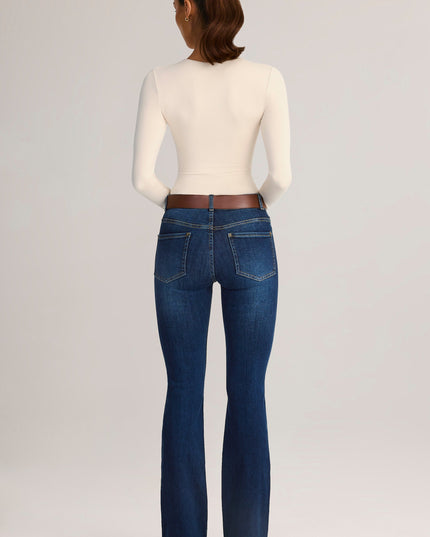 Indigo Denim Mid-Rise Flared Jeans