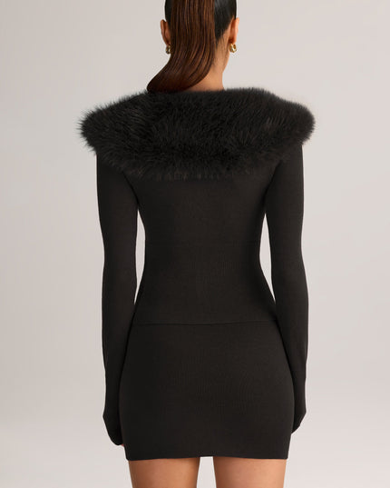 Black Knit Mid-Rise Mini Skirt
